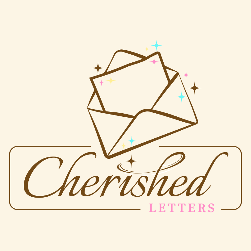 Logo, showing an envelope surrounded by stars above the words "Cherished Letters"